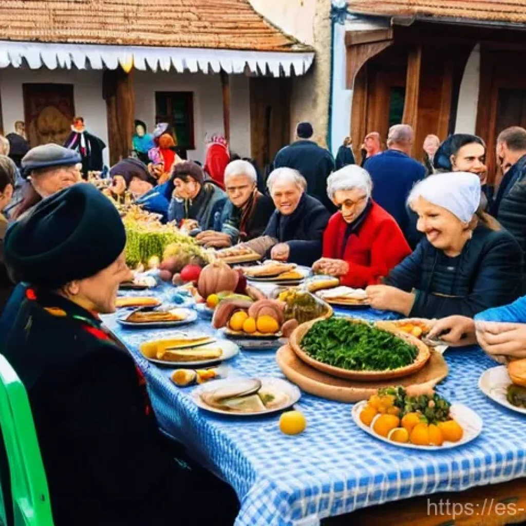 몰도바의 사건 사고 - **Prompt:** A vibrant Moldovan village festival during autumn. People of all ages, dressed in colorf...