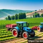 몰도바 경제 성장 - A vibrant rural scene in Moldova showcasing modern agriculture: a diverse group of small-scale farme...